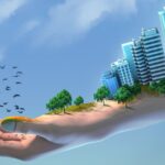 ASEAN sustainable trade - Hand with Nature and Building